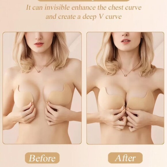 Sticky Bra Strapless Adhesive Backless Invisible Push Up Bras for Women Dress Re - Picture 3 of 5